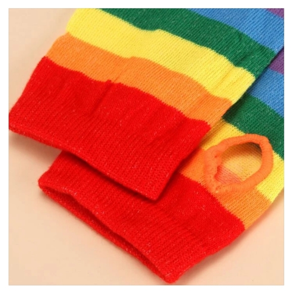 Elbow length fingerless rainbow gloves - Picture 8 of 11